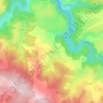 Mapa topográfico Ligeac, altitud, relieve