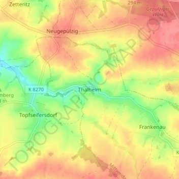 Mapa topográfico Thalheim, altitud, relieve