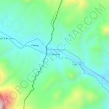 Mapa topográfico La Ordeña, altitud, relieve
