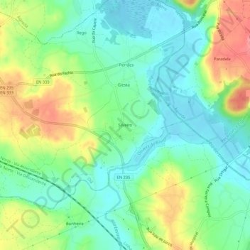 Mapa topográfico Silveiro, altitud, relieve