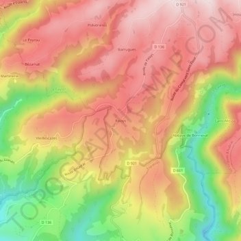Mapa topográfico Palays, altitud, relieve