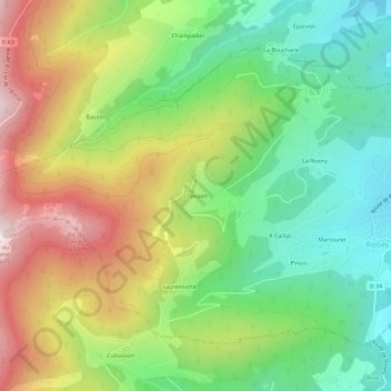 Mapa topográfico Chevalet, altitud, relieve