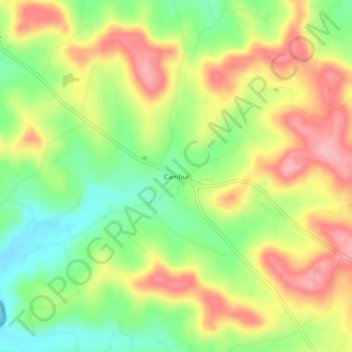 Mapa topográfico Cambuí, altitud, relieve