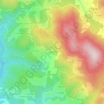 Mapa topográfico La Griffole, altitud, relieve