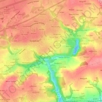Mapa topográfico Rumen, altitud, relieve