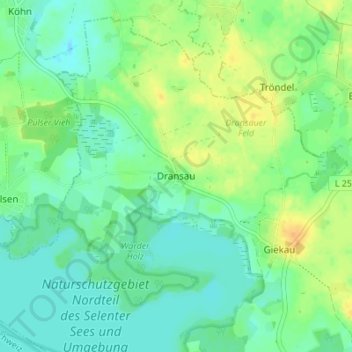 Mapa topográfico Dransau, altitud, relieve