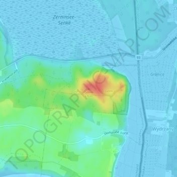 Mapa topográfico Golm, altitud, relieve