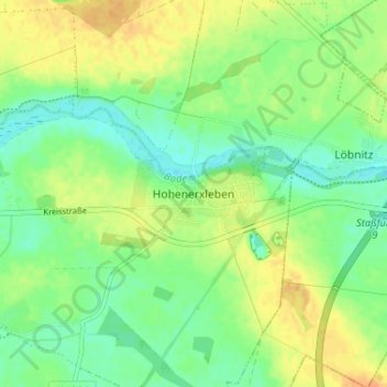 Mapa topográfico Hohenerxleben, altitud, relieve