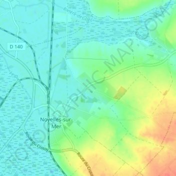 Mapa topográfico Nolette, altitud, relieve