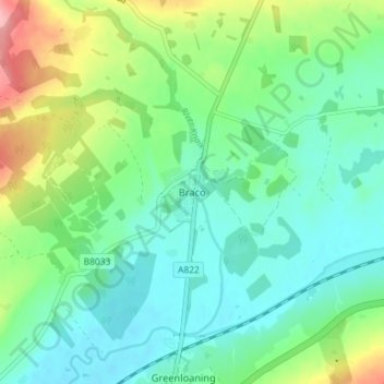 Mapa topográfico Braco, altitud, relieve