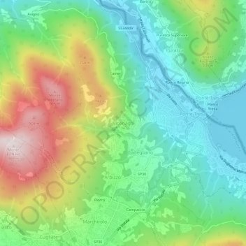 Mapa topográfico Viconago, altitud, relieve