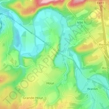 Mapa topográfico Lissoir, altitud, relieve