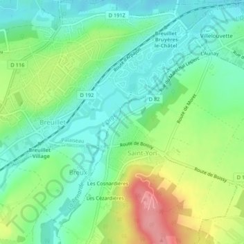 Mapa topográfico Dampierre, altitud, relieve