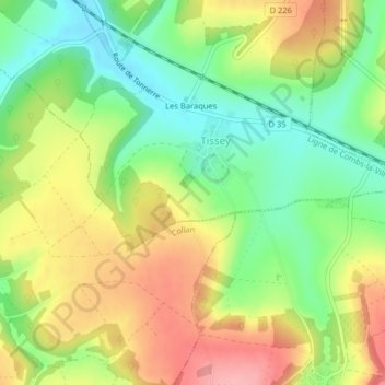 Mapa topográfico Les Noirats, altitud, relieve