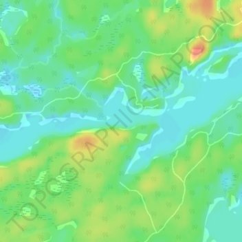 Mapa topográfico Shawanaga Lake, altitud, relieve