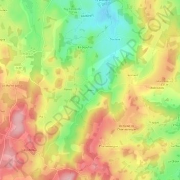 Mapa topográfico Cheix, altitud, relieve