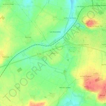 Mapa topográfico Lassay, altitud, relieve