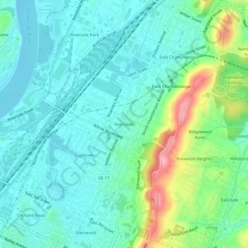 Mapa topográfico Avondale, altitud, relieve