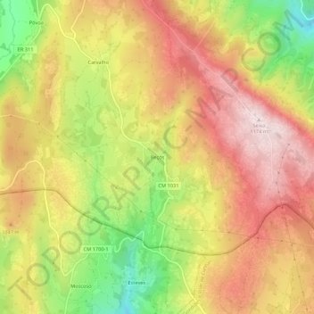 Mapa topográfico Beçós, altitud, relieve