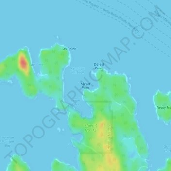 Mapa topográfico Spratt Point, altitud, relieve