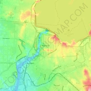 Mapa topográfico Represa, altitud, relieve