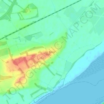 Mapa topográfico Errol, altitud, relieve