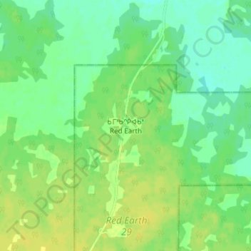 Mapa topográfico Red Earth, altitud, relieve