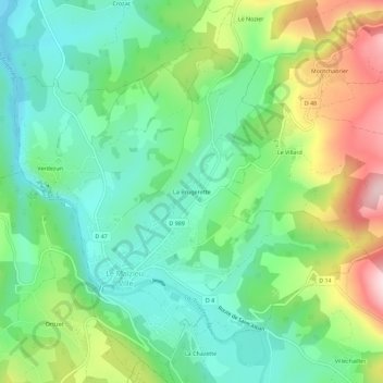Mapa topográfico La Brugerette, altitud, relieve