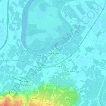 Mapa topográfico Port de Genissac, altitud, relieve