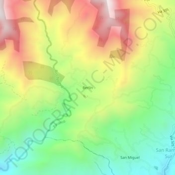 Mapa topográfico Berlín, altitud, relieve
