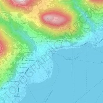 Mapa topográfico Gravedona, altitud, relieve