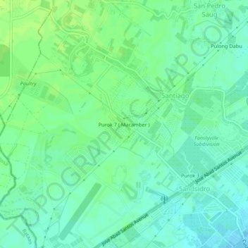 Mapa topográfico Purok 7 ( Macamber ), altitud, relieve