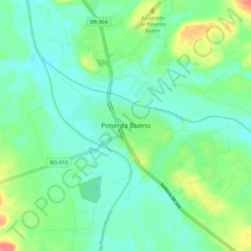 Mapa topográfico Pimenta Bueno, altitud, relieve