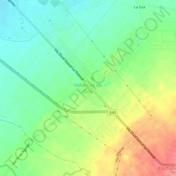 Mapa topográfico Voluntad de Dios, altitud, relieve