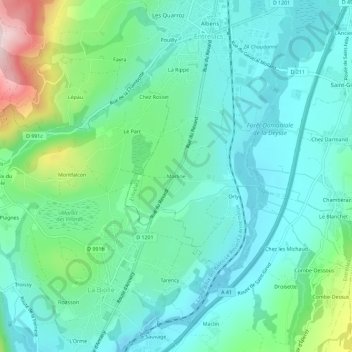 Mapa topográfico Marline, altitud, relieve