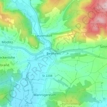 Mapa topográfico Beikheim, altitud, relieve