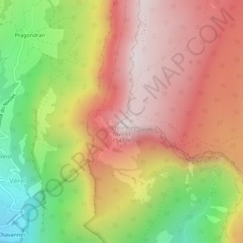 Mapa topográfico Croix du Nivolet, altitud, relieve