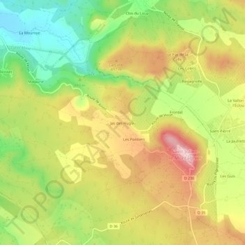 Mapa topográfico Jas des Hugou, altitud, relieve