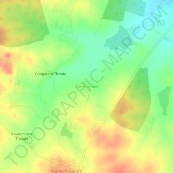 Mapa topográfico Gangaram, altitud, relieve