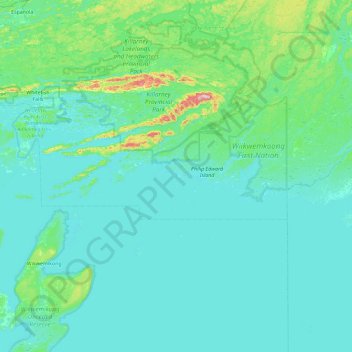 Mapa topográfico Anchor Island, altitud, relieve