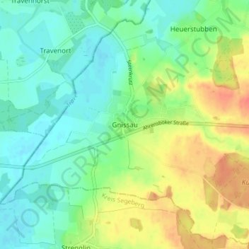 Mapa topográfico Gnissau, altitud, relieve