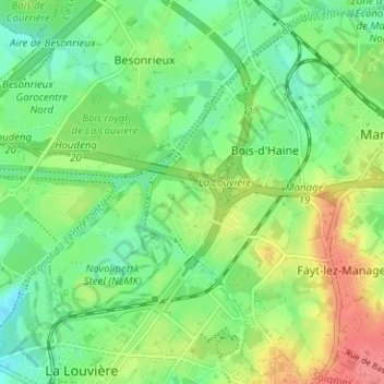 Mapa topográfico Haie du Rœulx, altitud, relieve