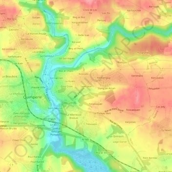 Mapa topográfico Saint-Jean, altitud, relieve