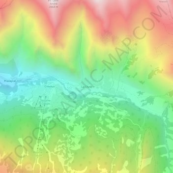 Mapa topográfico La Chalp, altitud, relieve