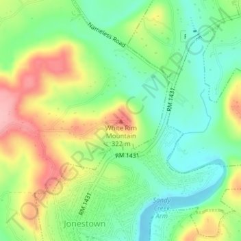 Mapa topográfico White Rim Mountain, altitud, relieve