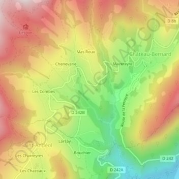 Mapa topográfico Grimaudière, altitud, relieve