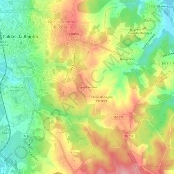Mapa topográfico Lagoa Parceira, altitud, relieve