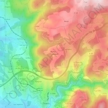 Mapa topográfico Pissebœuf, altitud, relieve