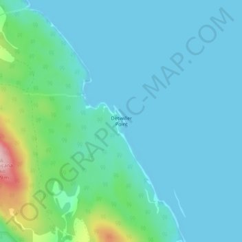 Mapa topográfico Detwiller Point, altitud, relieve