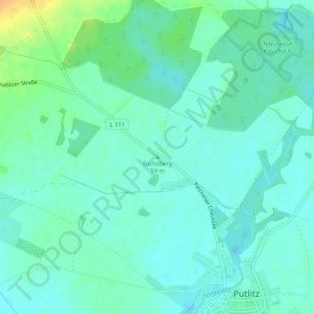 Mapa topográfico Putlitz, altitud, relieve